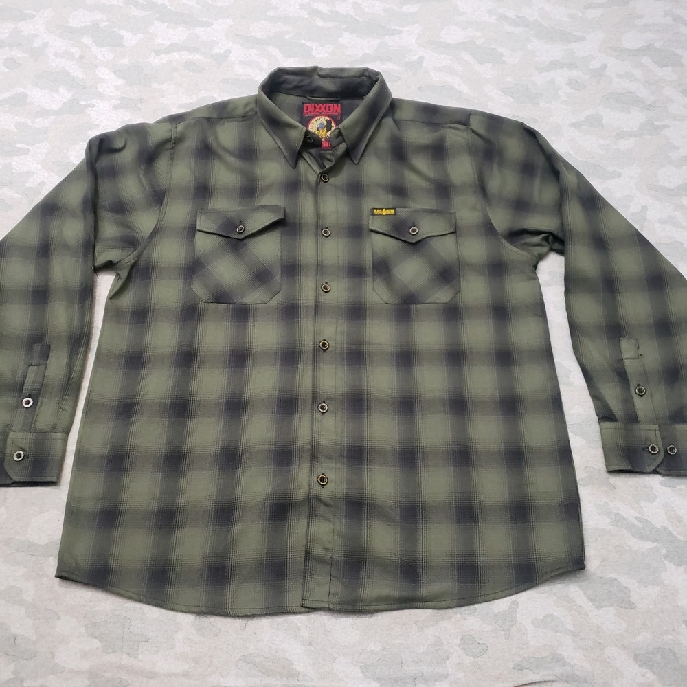 Dixxon Flannel Shirt Mens 2XL Green Plaid Fireside D-Tech Long Sleeve Button-Up